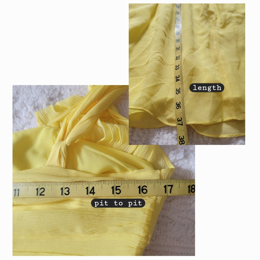 Banana Republic 100% Silk Yellow Lauren GG Mini Dress Fit & Flare Size 4 - Picture 7 of 14